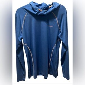 Columbia Hoodie Women L Blue Pullover Sweater Hooded Omni Shade Hiking PFG*